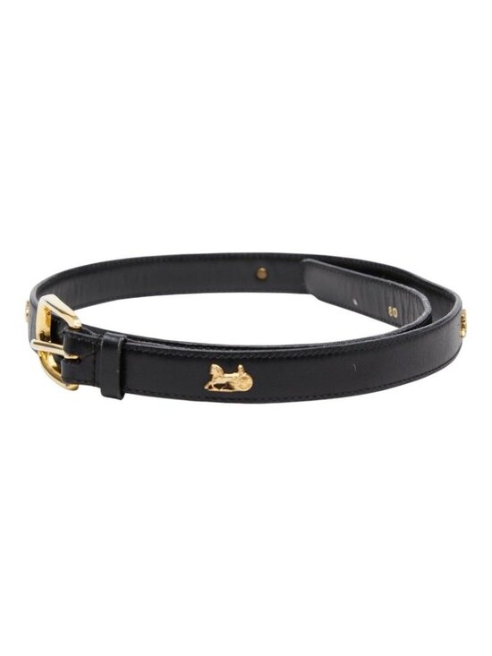 Celine Seri Nu Carriage Belt 80 Black Gold Leather s main image 10
